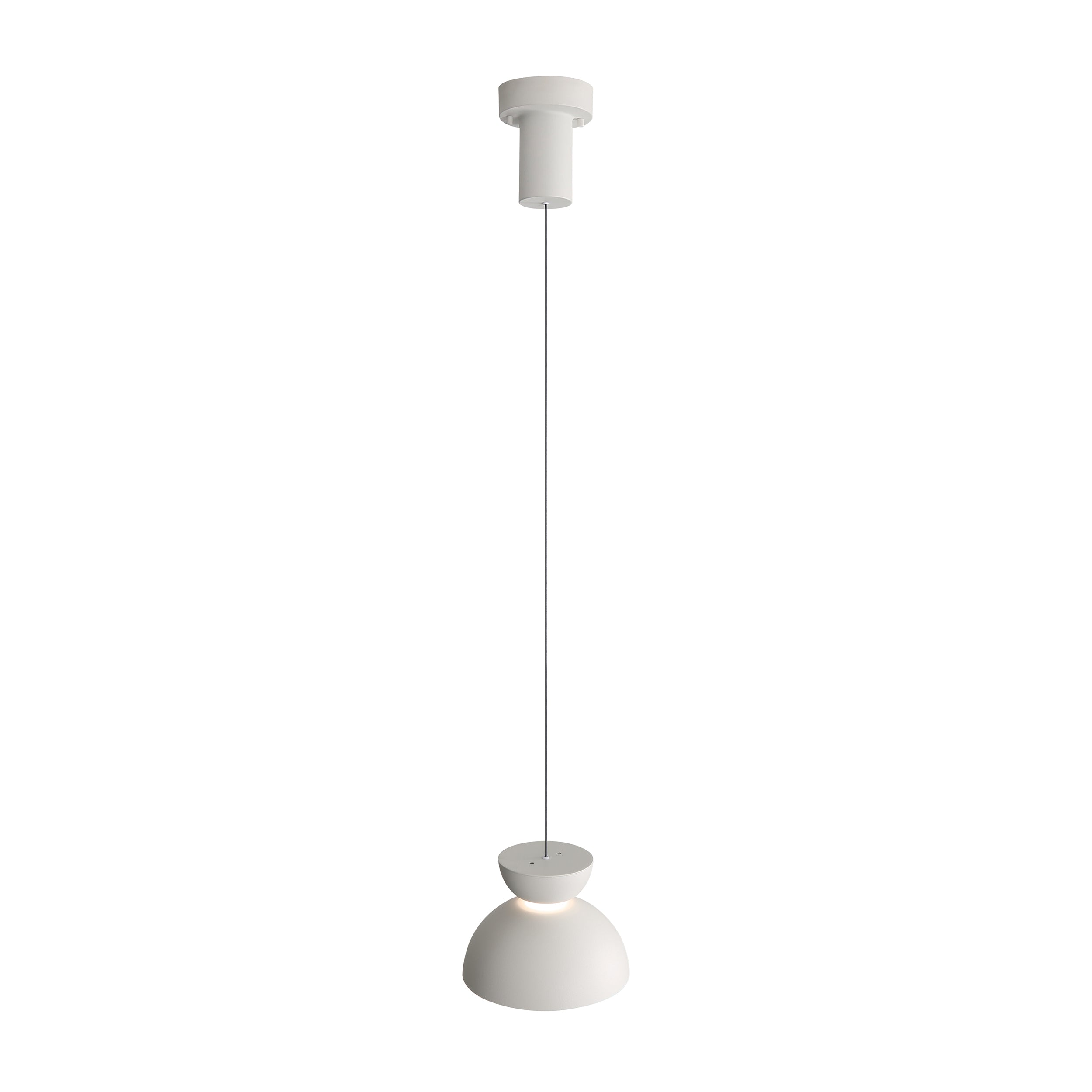 Vintra Integrated LED Pendant in Sand White and Chrome shade