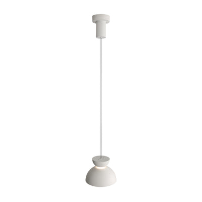 Vintra Integrated LED Pendant in Sand White and Chrome shade, side view - Golden Lighting