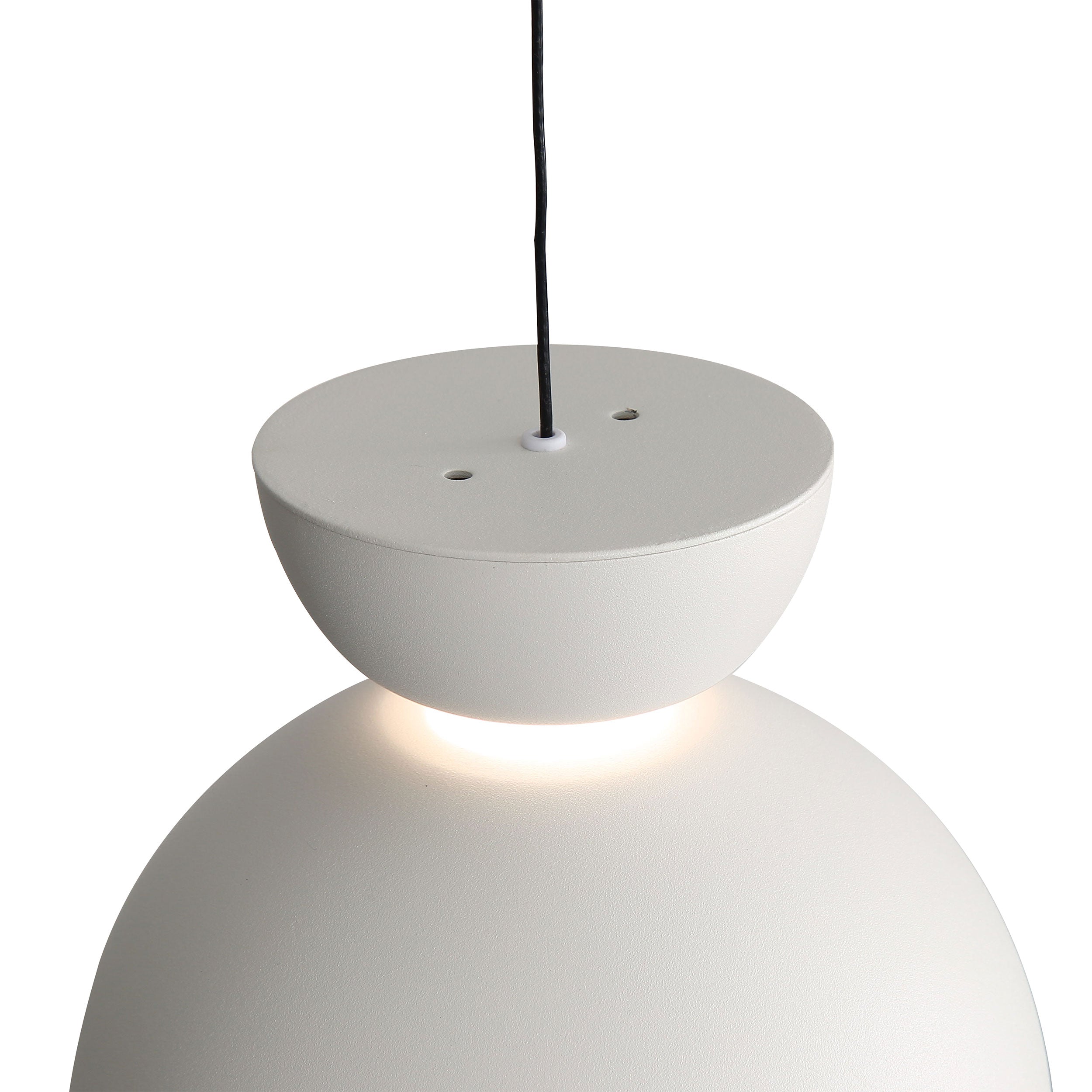 Vintra Integrated LED Pendant in Sand White and Chrome shade