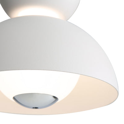 Vintra Integrated LED Pendant in Sand White and Chrome shade, shade and glass close-up - Golden Lighting