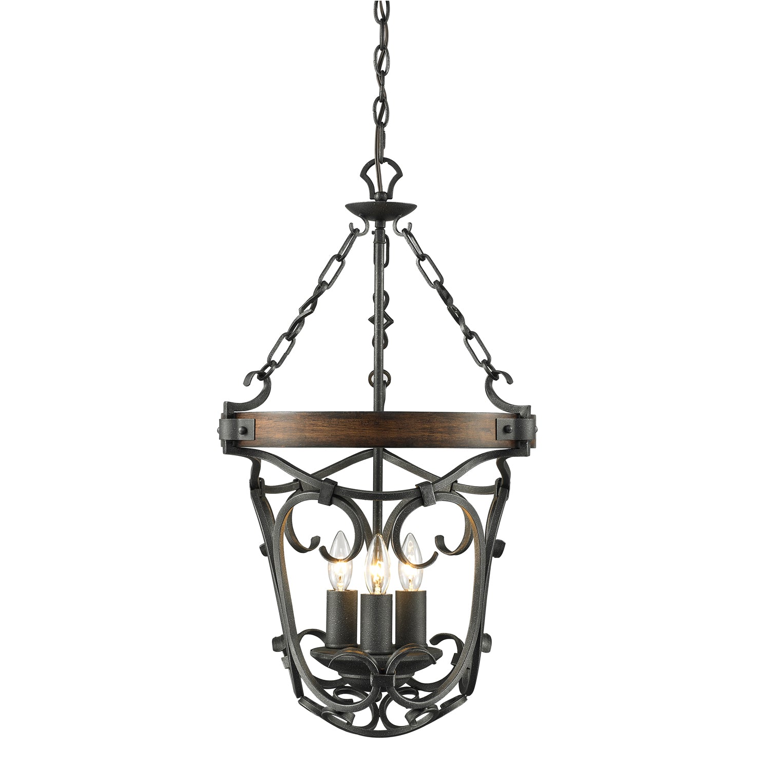 Madera 3-Light Pendant in Black Iron - - Golden Lighting