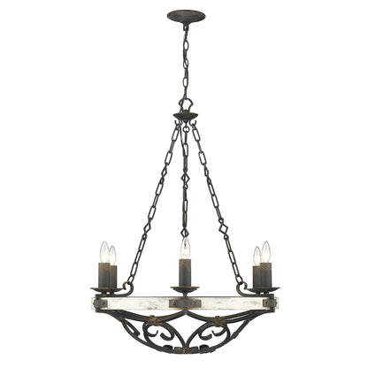 Madera 6-light Chandelier in Antique Black Iron
