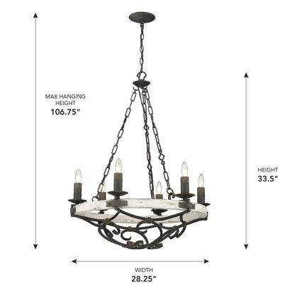 Madera 6-light Chandelier in Antique Black Iron