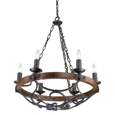 Madera 6-light Chandelier in Black Iron, alternate view - Golden Lighting