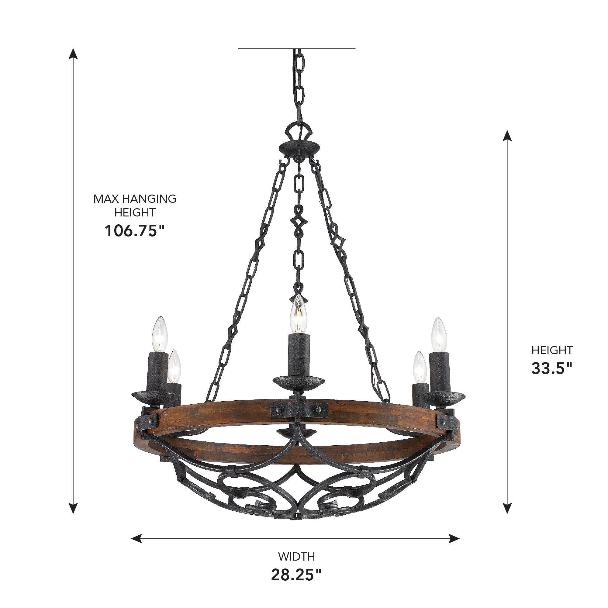 Madera 6-light Chandelier in Black Iron