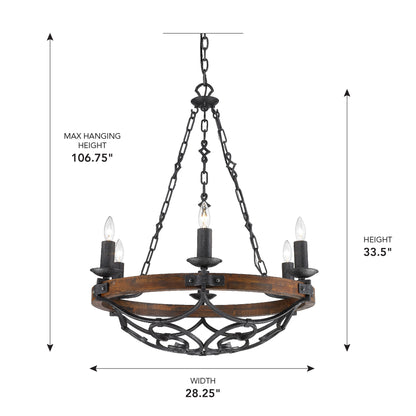 Madera 6-light Chandelier in Black Iron