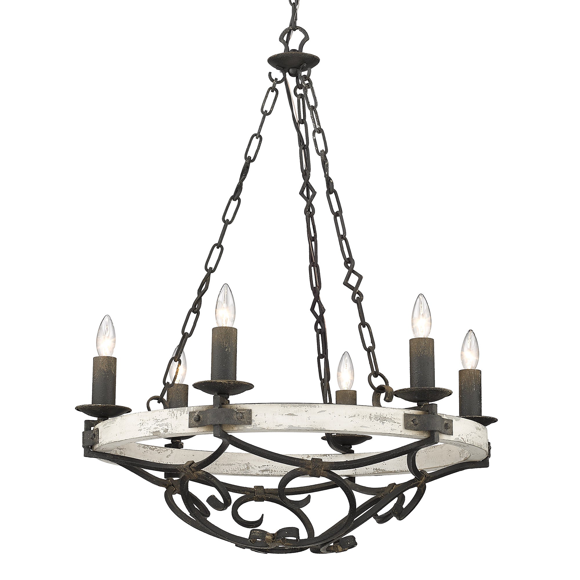 Madera 6-Light Chandelier in Antique Black Iron - - Golden Lighting