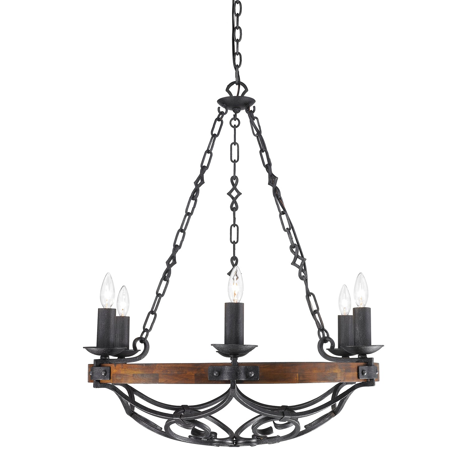 Madera 6-Light Chandelier in Black Iron - - Golden Lighting