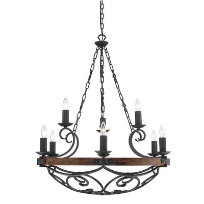 Madera 9-light Chandelier in Black Iron