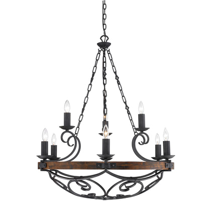 Madera 9-light Chandelier in Black Iron