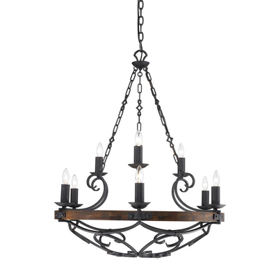 Madera 9-light Chandelier in Black Iron