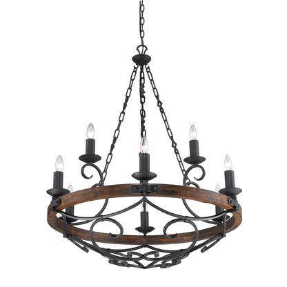 Madera 9-light Chandelier in Black Iron