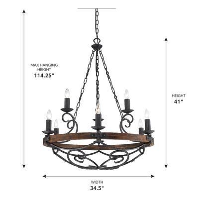 Madera 9-light Chandelier in Black Iron