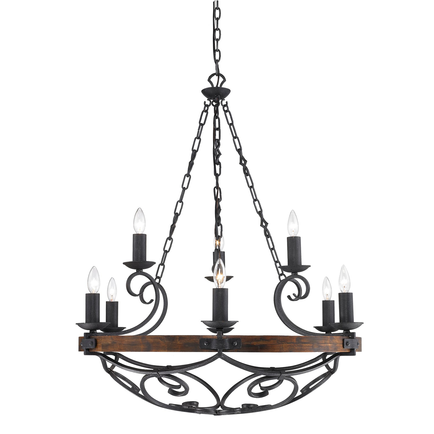 Madera 2 Tier - 9-Light Chandelier in Black Iron - - Golden Lighting