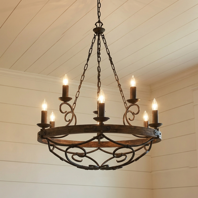 Madera 9-light Chandelier in Black Iron, alternate view - Golden Lighting