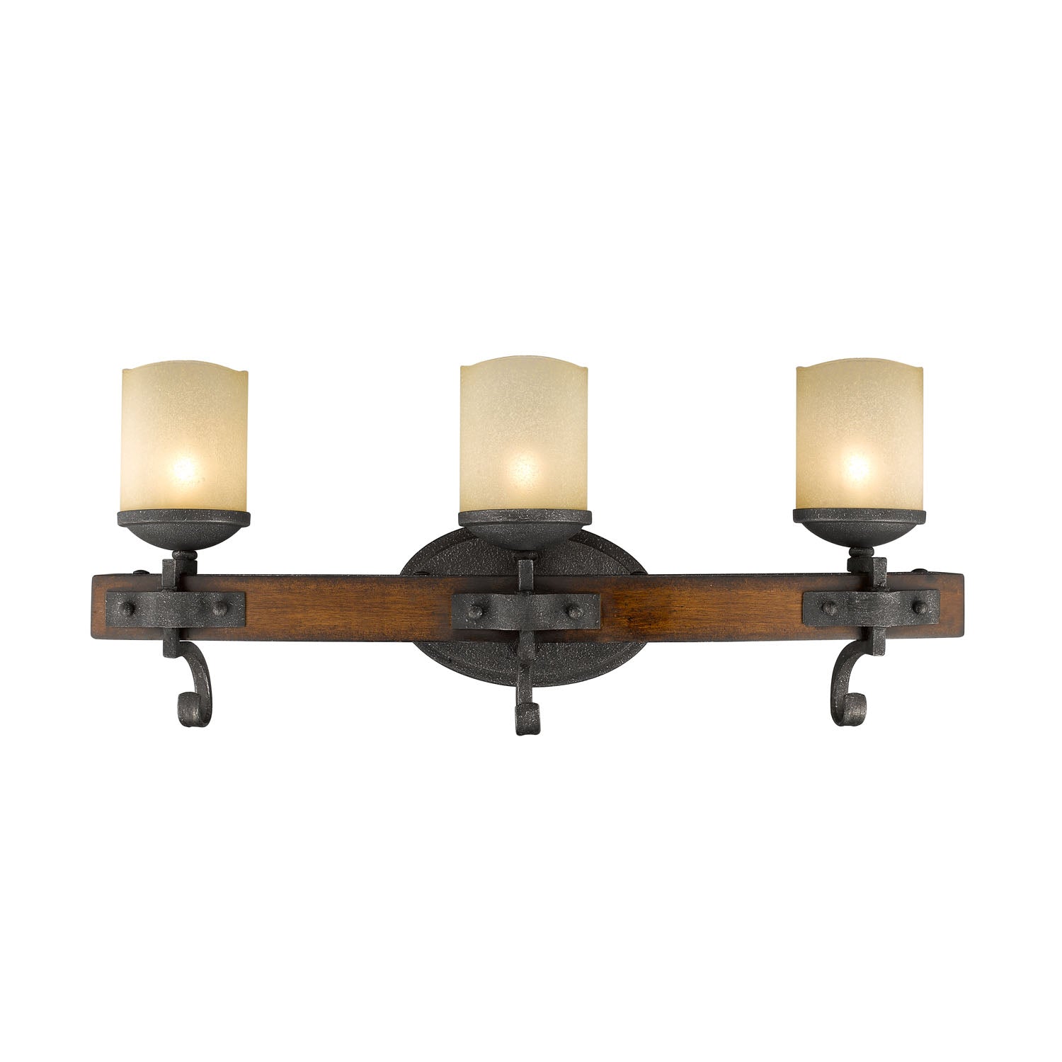 Madera 3-Light Bath Vanity in Black Iron with Toscano Glass - - Golden Lighting