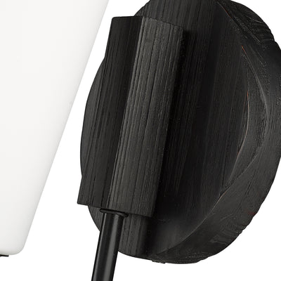 Neela 1-light Wall Sconce in Matte Black, canopy and backplate view - Golden Lighting