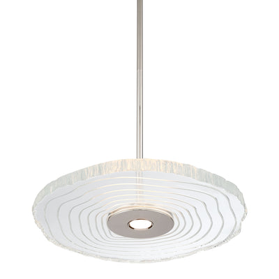 Golden Lighting Luminwood Integrated LED 16in Pendant in Polished Nickel with Wood-Pressed Clear Resin - - Golden Lighting