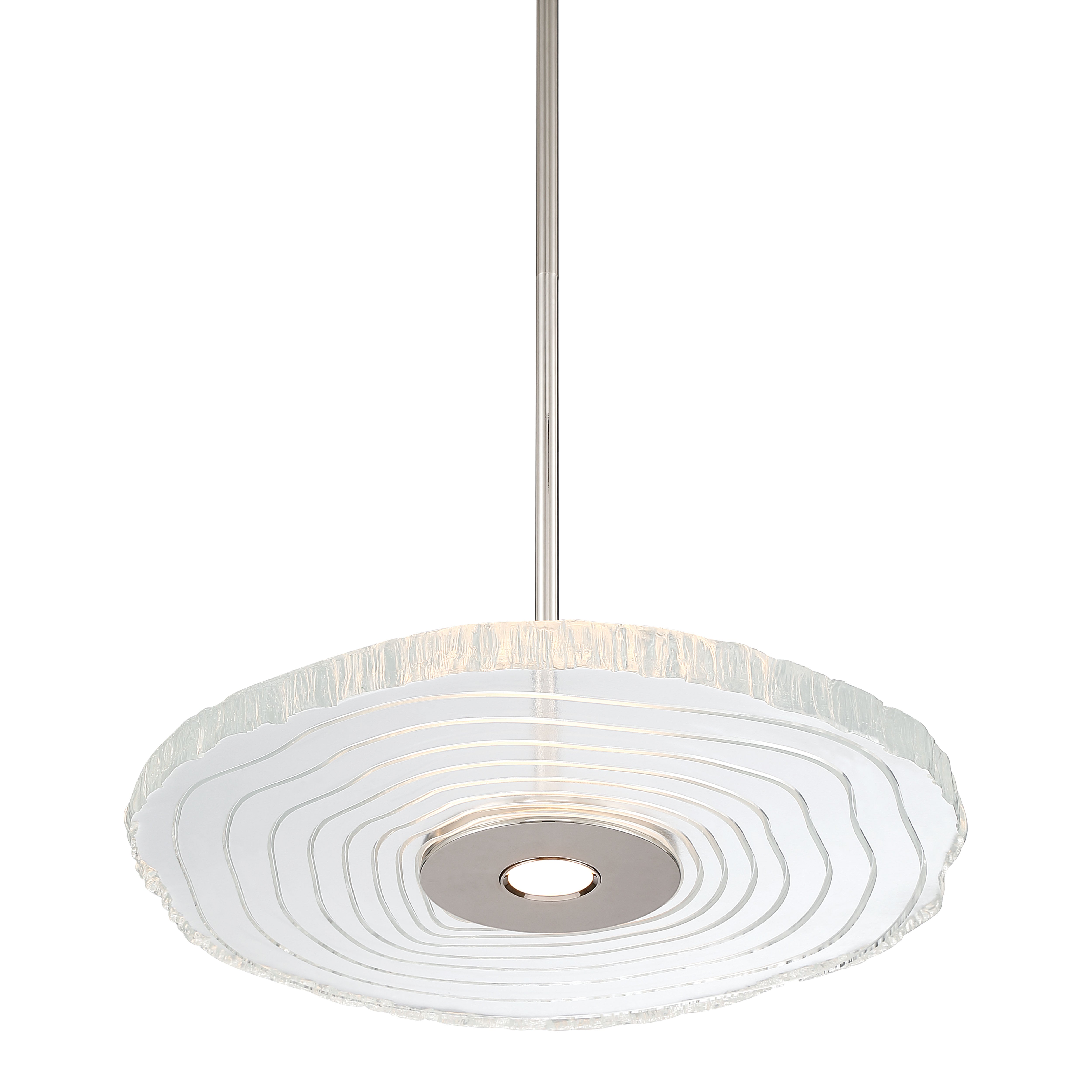 Golden Lighting Luminwood Integrated LED 16in Pendant in Polished Nickel with Wood-Pressed Clear Resin