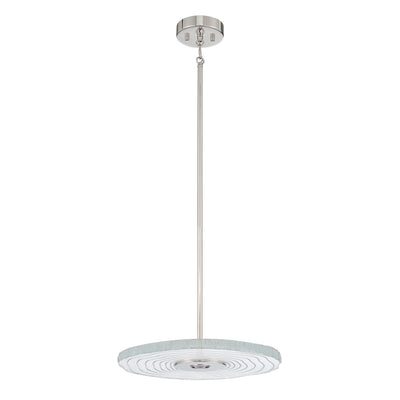 Golden Lighting Luminwood Integrated LED 16in Pendant in Polished Nickel with Wood-Pressed Clear Resin - - Golden Lighting
