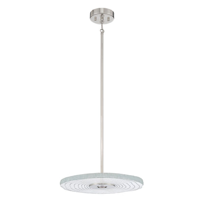 Golden Lighting Luminwood Integrated LED 16in Pendant in Polished Nickel with Wood-Pressed Clear Resin - - Golden Lighting