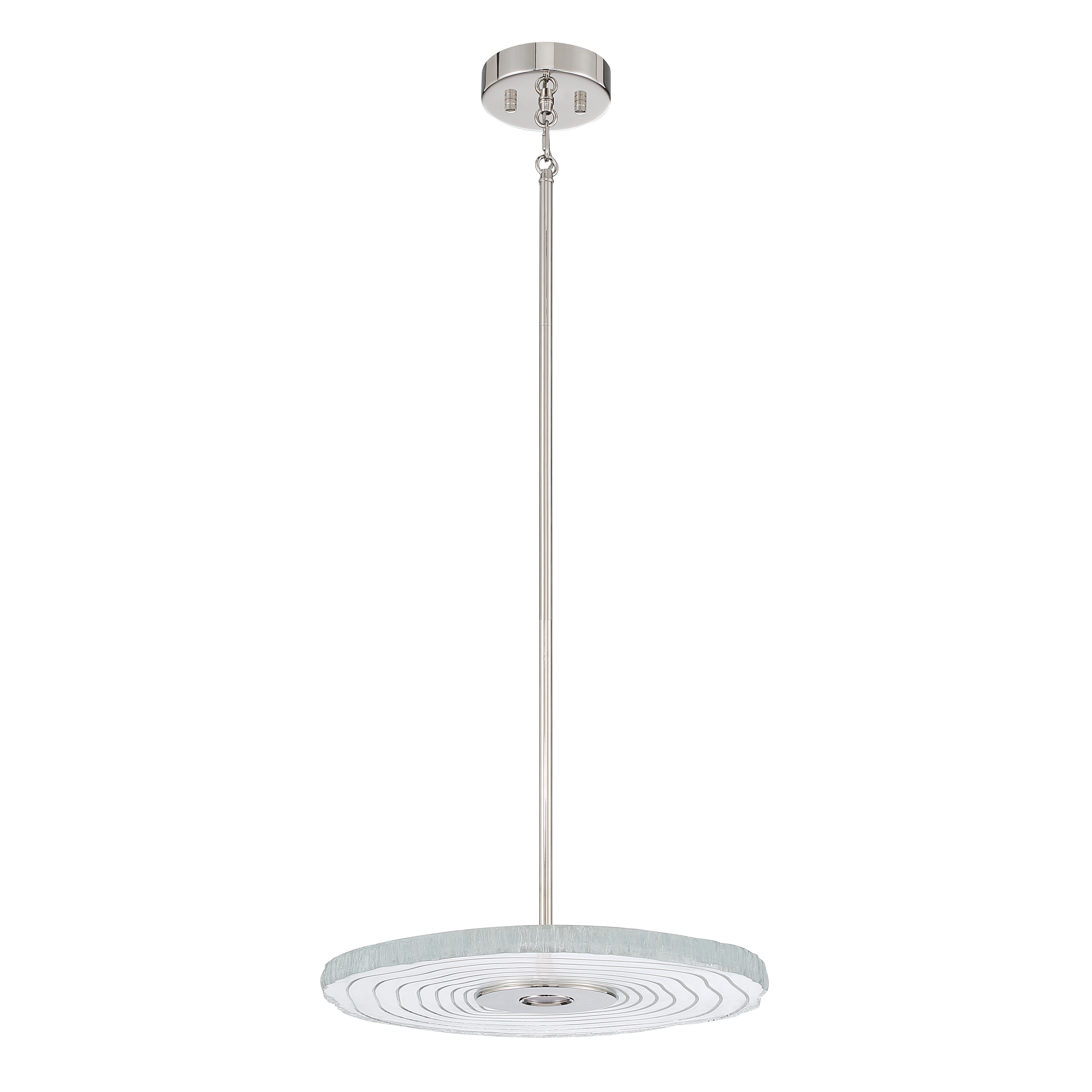 Golden Lighting Luminwood Integrated LED 16in Pendant in Polished Nickel with Wood-Pressed Clear Resin