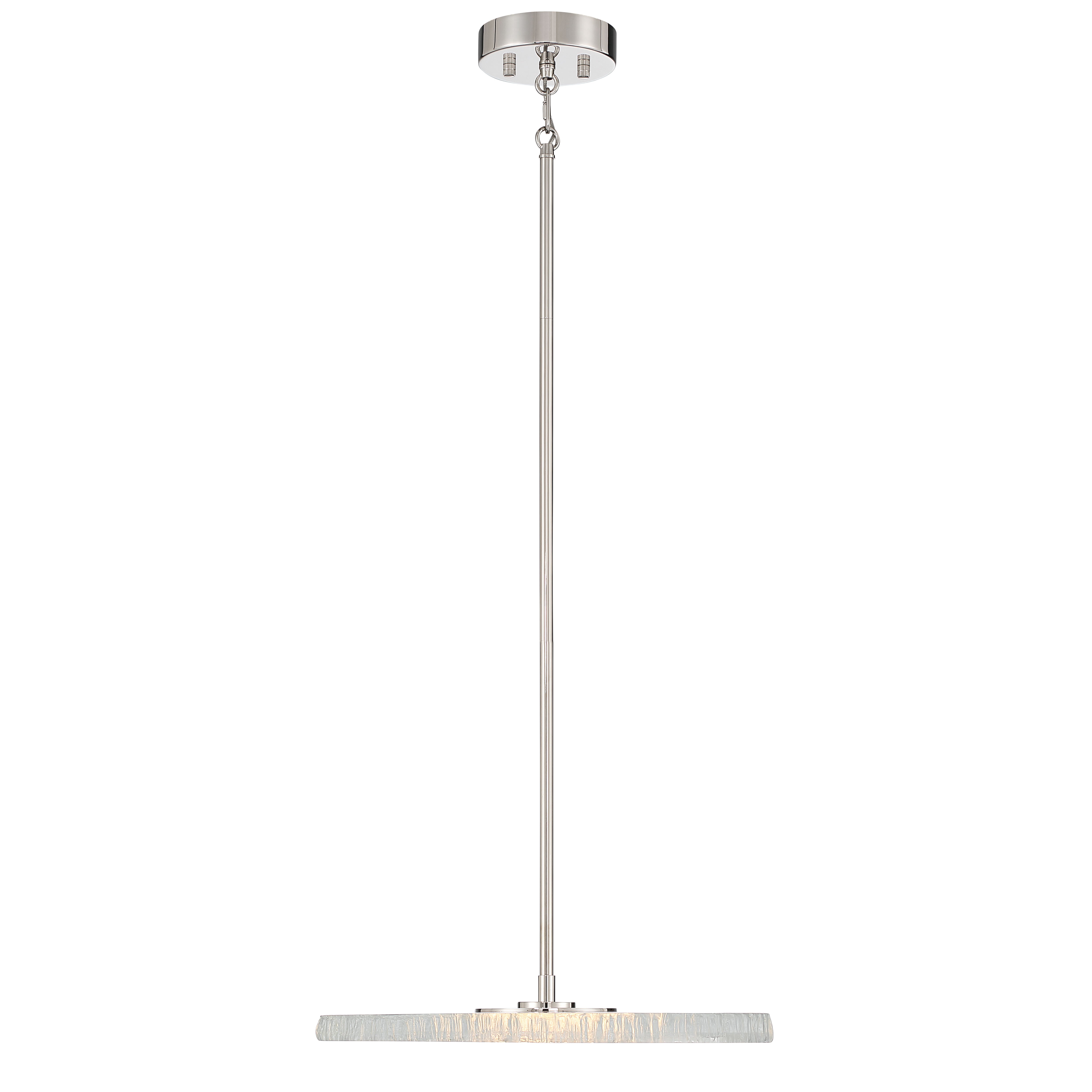 Golden Lighting Luminwood Integrated LED 16in Pendant in Polished Nickel with Wood-Pressed Clear Resin