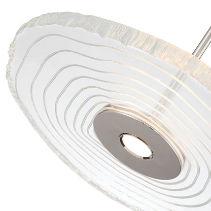 Golden Lighting Luminwood Integrated LED 16in Pendant in Polished Nickel with Wood-Pressed Clear Resin - - Golden Lighting