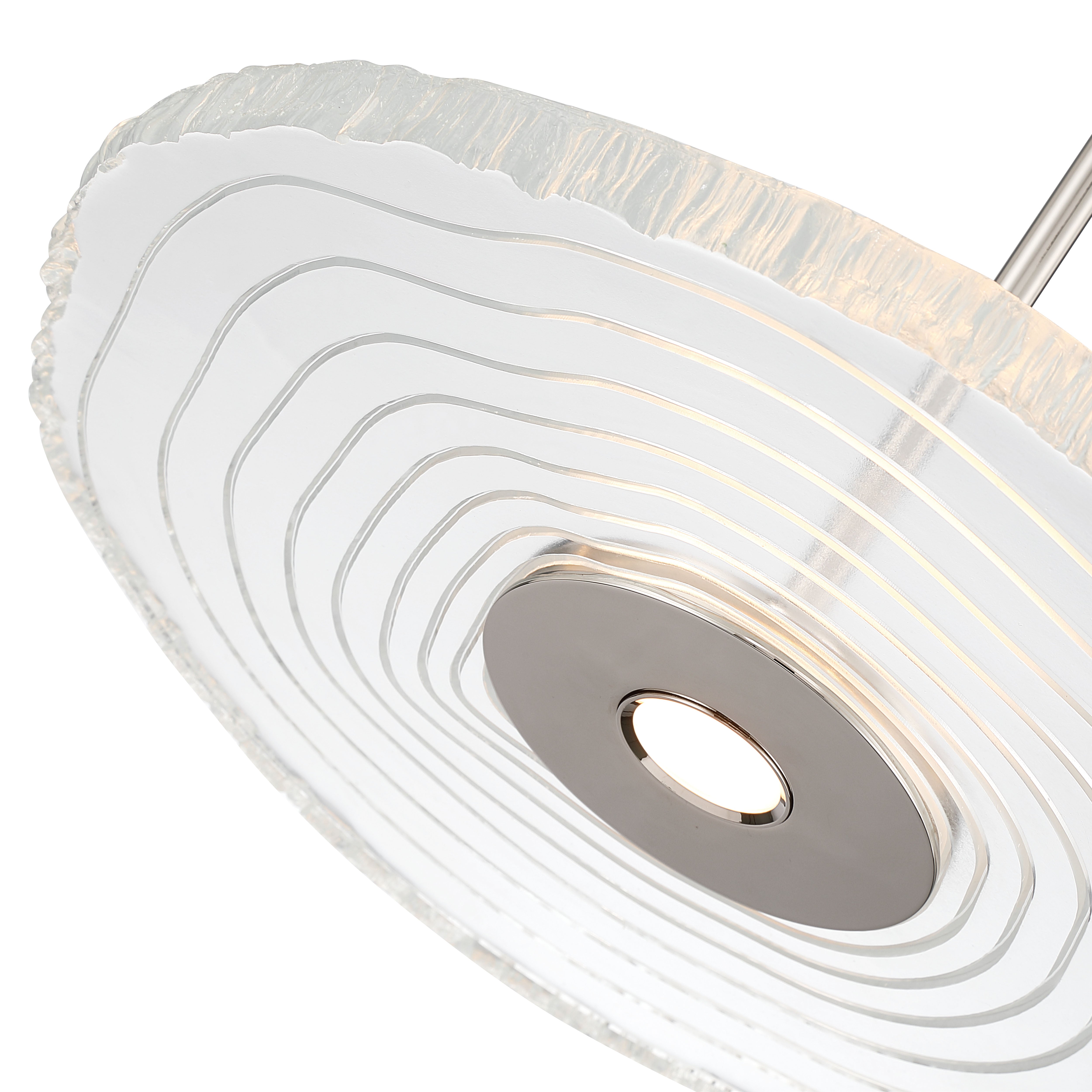 Golden Lighting Luminwood Integrated LED 16in Pendant in Polished Nickel with Wood-Pressed Clear Resin - - Golden Lighting