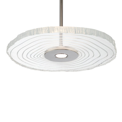 Golden Lighting Luminwood Integrated LED 16in Pendant in Polished Nickel with Wood-Pressed Clear Resin - - Golden Lighting