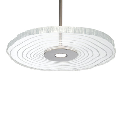 Golden Lighting Luminwood Integrated LED 16in Pendant in Polished Nickel with Wood-Pressed Clear Resin - - Golden Lighting