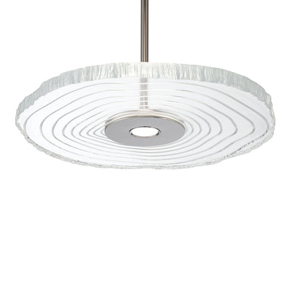 Golden Lighting Luminwood Integrated LED 16in Pendant in Polished Nickel with Wood-Pressed Clear Resin - - Golden Lighting