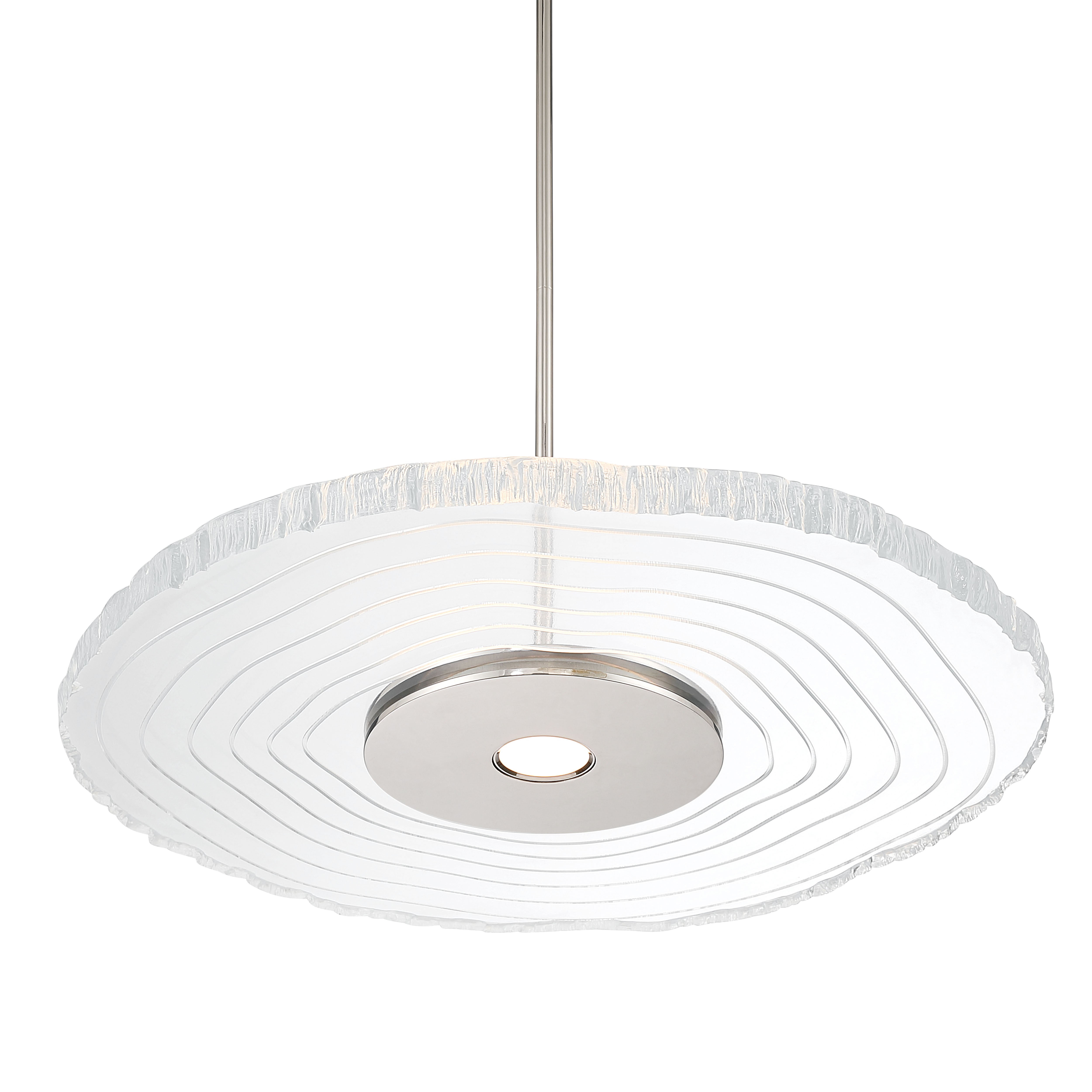 Golden Lighting Luminwood Integrated LED 24n Pendant in Polished Nickel with Wood-Pressed Clear Resin