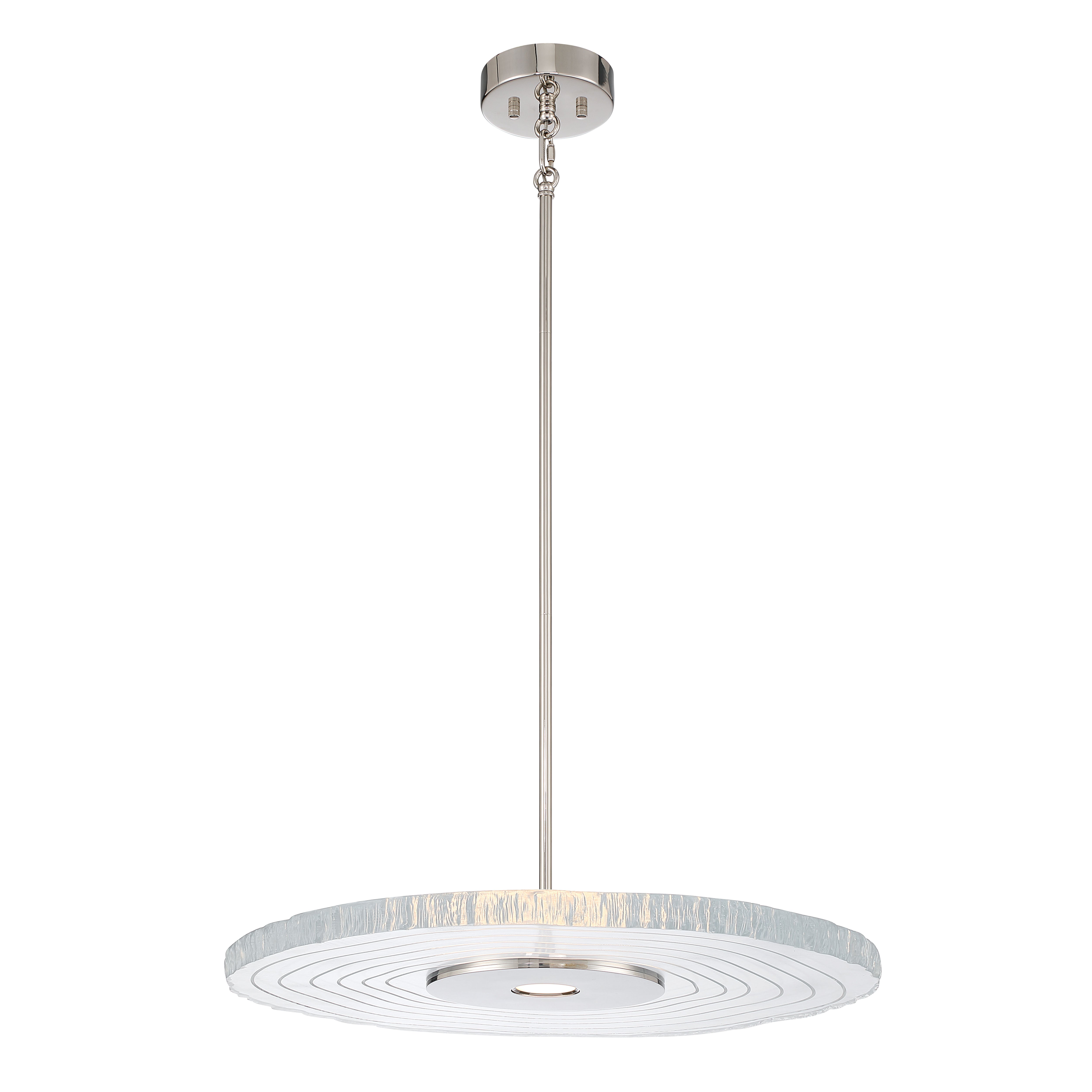 Golden Lighting Luminwood Integrated LED 24n Pendant in Polished Nickel with Wood-Pressed Clear Resin