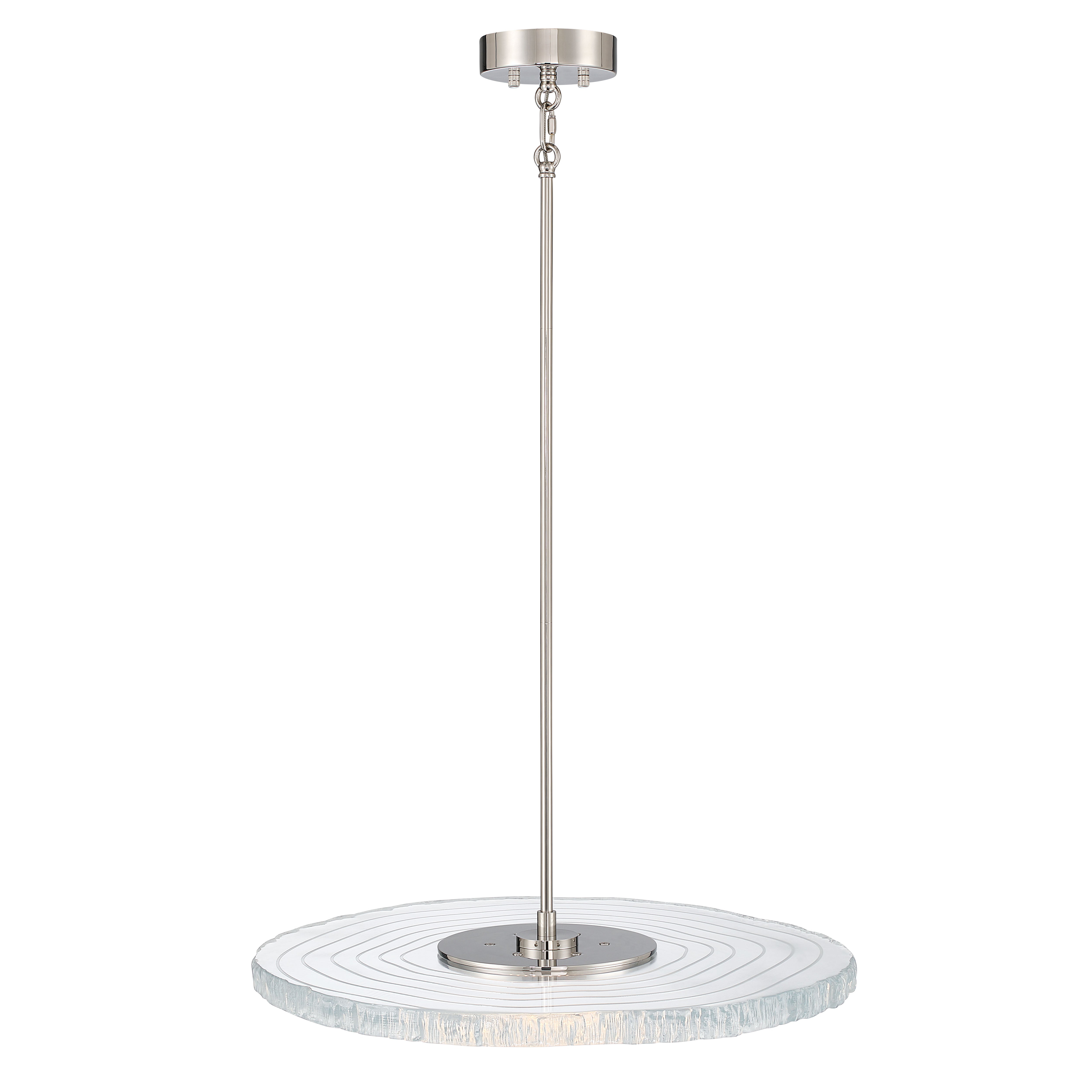Golden Lighting Luminwood Integrated LED 24n Pendant in Polished Nickel with Wood-Pressed Clear Resin
