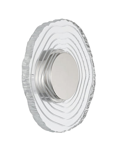 Golden Lighting Luminwood Integrated LED 12in Wall Sconce in Polished Nickel with Wood-Pressed Clear Resin - - Golden Lighting