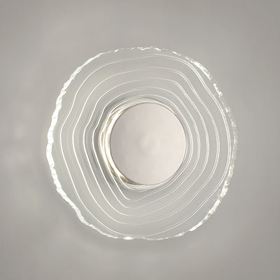 Golden Lighting Luminwood Integrated LED 12in Wall Sconce in Polished Nickel with Wood-Pressed Clear Resin - - Golden Lighting