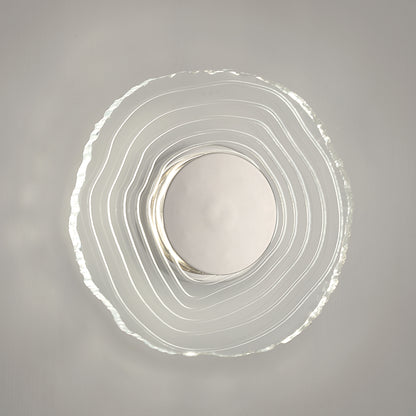 Golden Lighting Luminwood Integrated LED 12in Wall Sconce in Polished Nickel with Wood-Pressed Clear Resin - - Golden Lighting