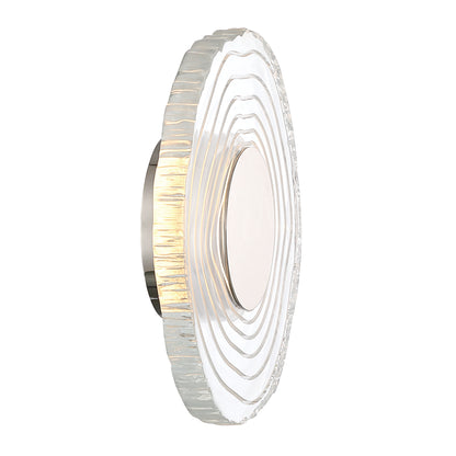 Golden Lighting Luminwood Integrated LED 12in Wall Sconce in Polished Nickel with Wood-Pressed Clear Resin - - Golden Lighting