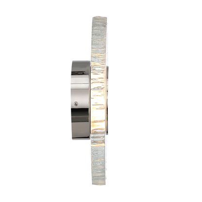 Golden Lighting Luminwood Integrated LED 12in Wall Sconce in Polished Nickel with Wood-Pressed Clear Resin - - Golden Lighting