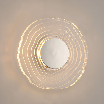 Golden Lighting Luminwood Integrated LED 12in Wall Sconce in Polished Nickel with Wood-Pressed Clear Resin - - Golden Lighting