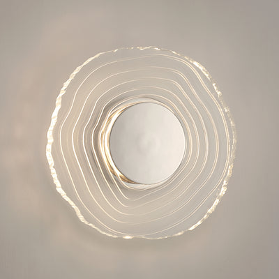 Golden Lighting Luminwood Integrated LED 12in Wall Sconce in Polished Nickel with Wood-Pressed Clear Resin - - Golden Lighting