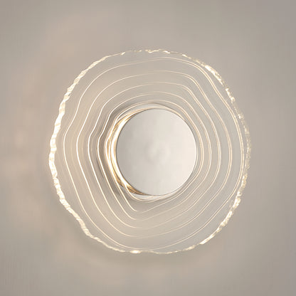 Golden Lighting Luminwood Integrated LED 12in Wall Sconce in Polished Nickel with Wood-Pressed Clear Resin - - Golden Lighting