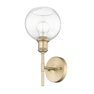 Axel 1-light Wall Sconce in Brushed Champagne Brass and Globe Clear Glass - Golden Lighting