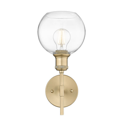 Axel 1-light Wall Sconce in Brushed Champagne Brass and Globe Clear Glass - Golden Lighting