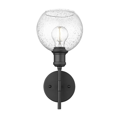 Axel 1-light Wall Sconce in Matte Black and Globe Seeded Glass - Golden Lighting