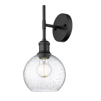 Axel 1-light Wall Sconce in Matte Black and Globe Seeded Glass, alternate view - Golden Lighting