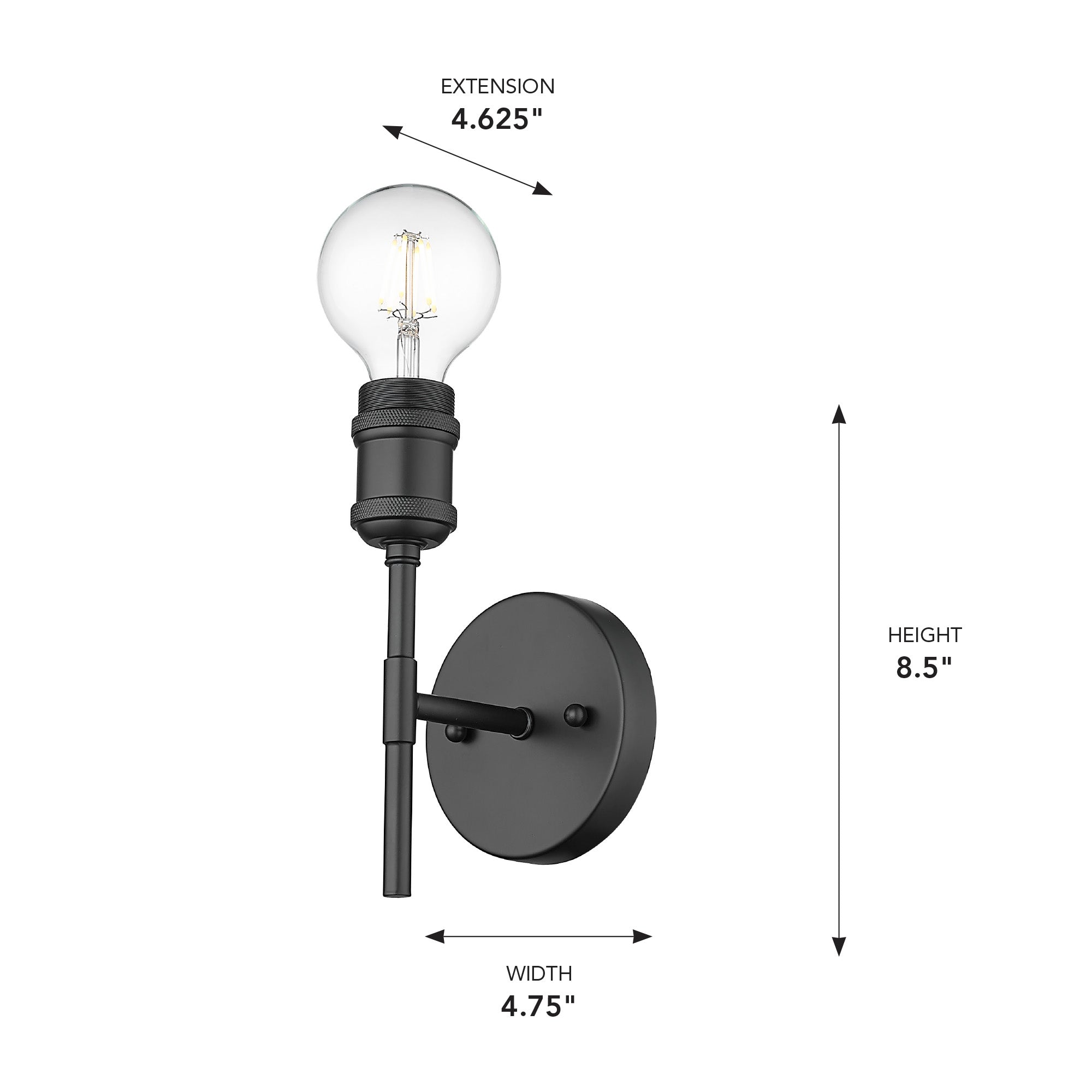 Axel 1-light Wall Sconce in Matte Black, alternate view - Golden Lighting