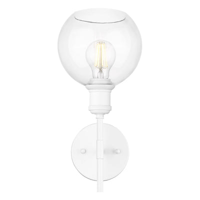 Axel 1-light Wall Sconce in Matte White and Globe Clear Glass - Golden Lighting