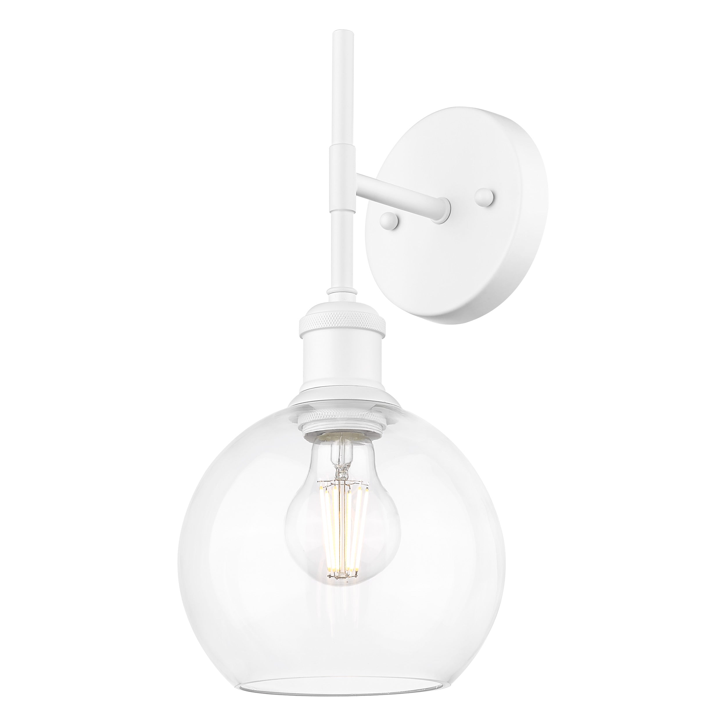 Axel 1-light Wall Sconce in Matte White and Globe Clear Glass